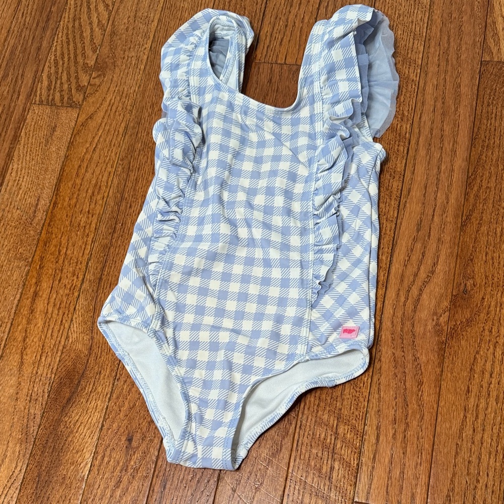 Ruffle Butts Light Blue and White Gingham Ruffle Swimsuit